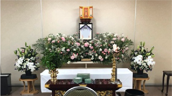 名古屋葬儀のお花いっぱいお安い家族葬祭壇