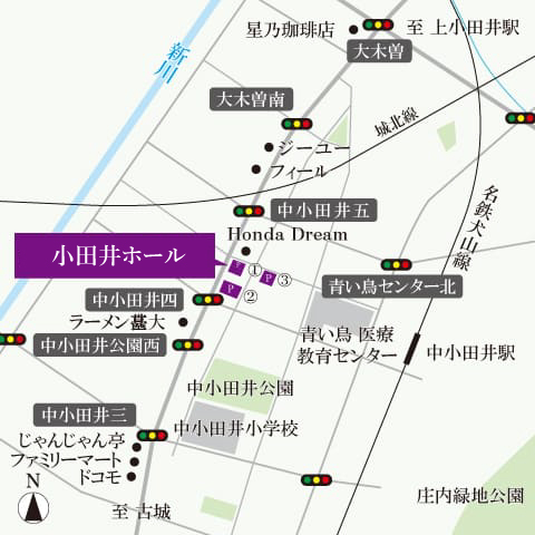 小田井ホールの周辺地図