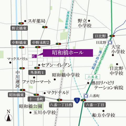 昭和橋ホール周辺地図